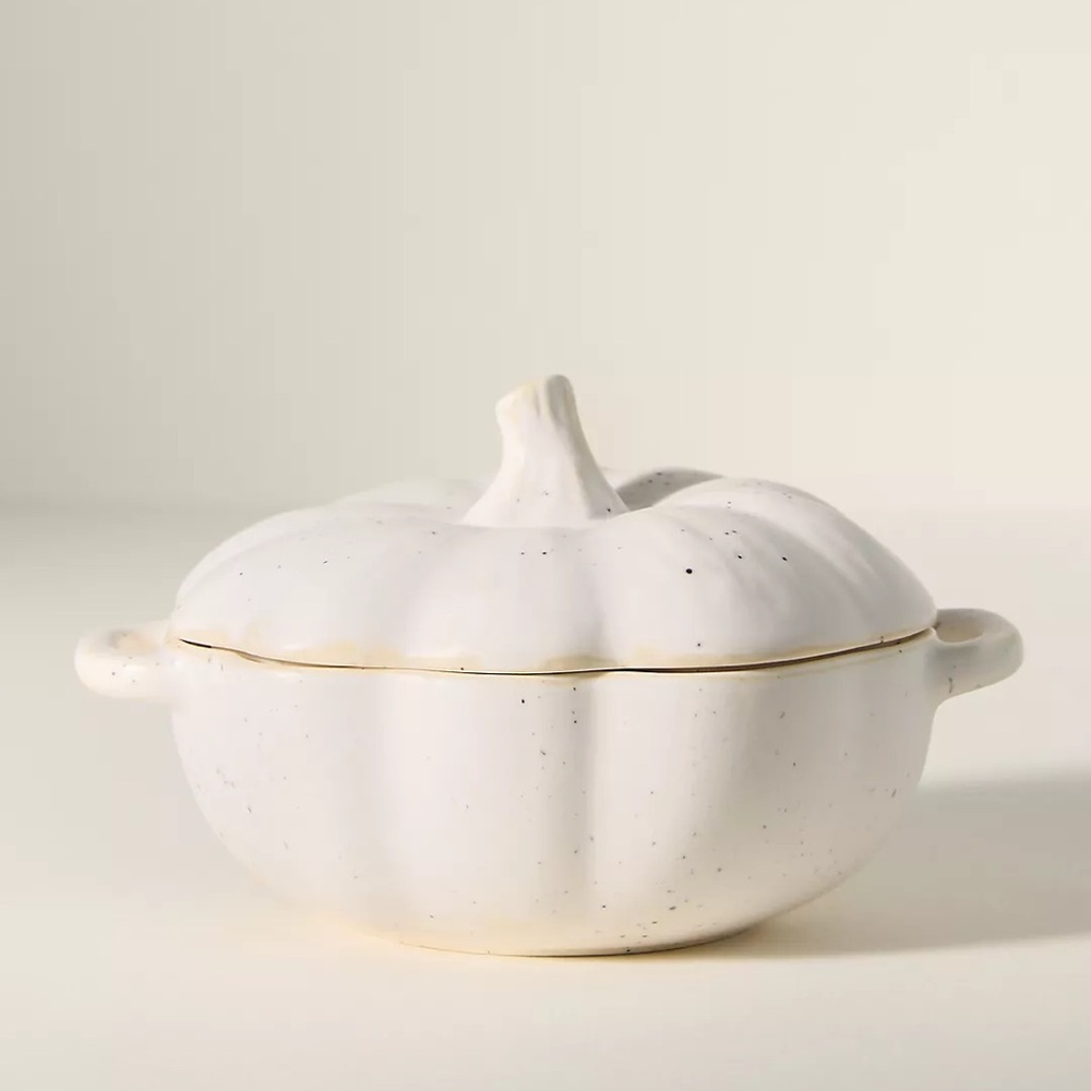 NWT Anthropologie Speckled Stoneware Pumpkin Cocotte - Single Serve